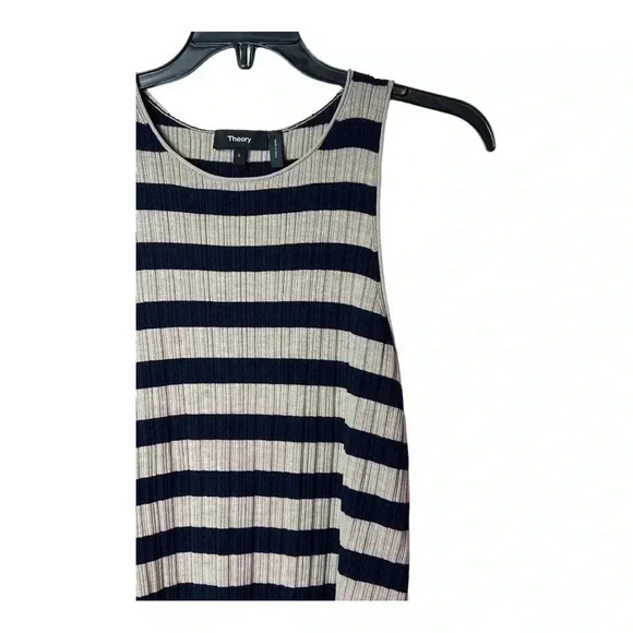 1383. THEORY WOOL CREPE STRIPED TANK TOP SIZE LARGE NAVY BLUE/KHAKI COLOR SZ LG - Picture 5 of 12
